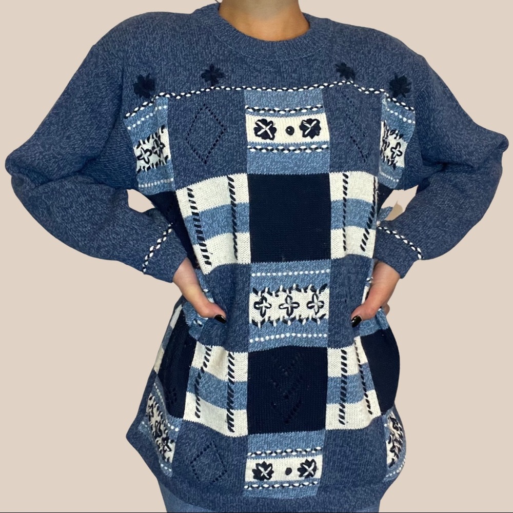 Blue knit sweater